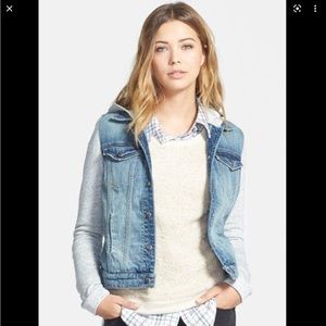 Hinge mixed media hooded jacket